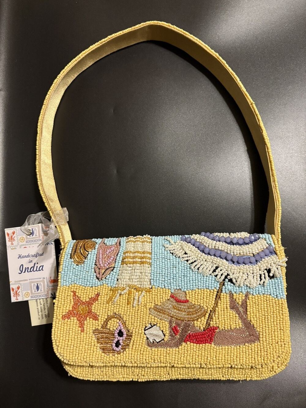 Handcrafted In India Beaded Purse Bathing Suit Girl Hat Beach NWT